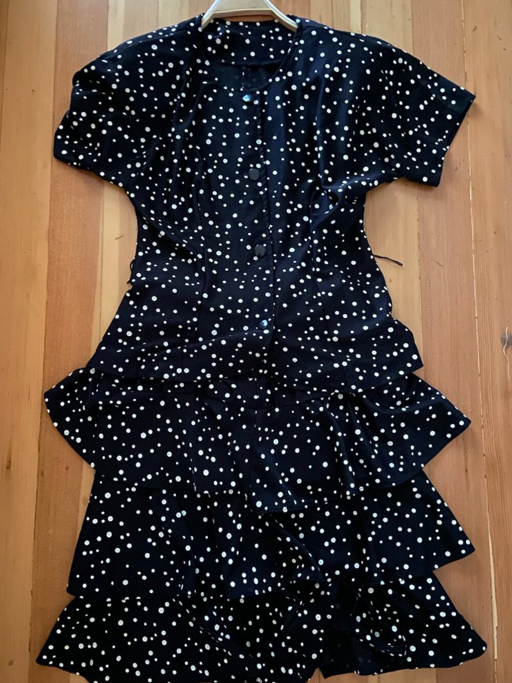 1990s polka dot co-ord skirt and blouse